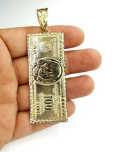 Load image into Gallery viewer, 10k yellow gold 100 dollar bill 2.71" money lucky pendant fine jewelry 12.7g