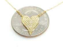 Load image into Gallery viewer, 14k yellow Gold 0.21Ct Diamond heart necklace gift for her 18" adjustable chain