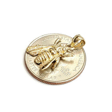 Load image into Gallery viewer, New 14k yellow Gold solid honey bee Pendant charm gift fine jewelry 1.9g