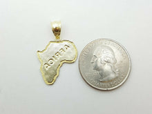 Load image into Gallery viewer, 10k yellow gold Africa continent outline map pendant charm fine gift unisex 1.7g