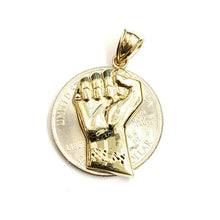 Load image into Gallery viewer, 10k yellow gold fist BLM black lives matter pendant charm jewelry unisex 1.9g