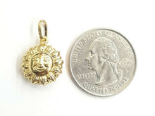 Load image into Gallery viewer, 14k yellow gold hollow sun sol pendant charm gift fine jewelry 0.55" 1.4g
