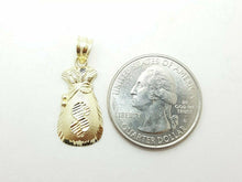 Load image into Gallery viewer, 10k yellow gold dollar sign money bag lucky pendant charm fine gift jewelry 1.3g