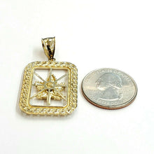 Load image into Gallery viewer, 10k yellow gold rectangular marijuana leaf pendant charm fine gift jewelry 4.6g