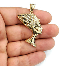 Load image into Gallery viewer, 10k yellow solid Gold Egyptian Nefertiti head queen Pendant fine jewelry 4.8g
