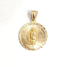 Load image into Gallery viewer, 14k yellow gold round virgin Mary Guadalupe religious pendant diamond cut 2.9g