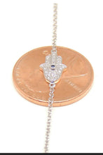 Load image into Gallery viewer, 14k white gold 0.09ct diamond khamsa hand Jewish necklace 18" adjustable chain