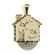Load image into Gallery viewer, New 14k yellow gold trap house pendant charm diamond cut gift fine jewelry 6.6g