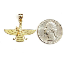 Load image into Gallery viewer, 14k yellow gold Farvahar Faravahar Persian Ahoura Mazda Zoroastrian pendant 2.2g