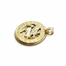 Load image into Gallery viewer, 14k yellow Gold round Sagittarius Archer Zodiac Sign Pendant fine jewelry 2.6g