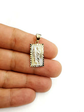 Load image into Gallery viewer, 14k yellow gold rectangular saint Jude juda pendant charm religious gift 2.2g
