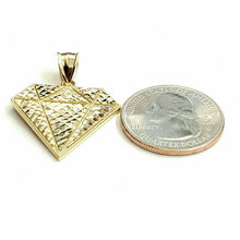 Load image into Gallery viewer, 10k yellow gold diamond shape pendant charm fine gift jewelry diamond cut 2.5g