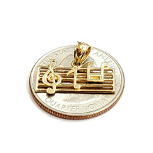 Load image into Gallery viewer, 14k solid yellow Gold music sign note Pendant rectangular fine jewelry gift 1.2g