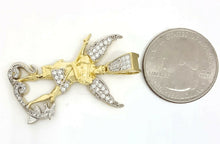 Load image into Gallery viewer, 14k gold two tone saint Michael pendant charm religious jewelry zirconia 5.6g