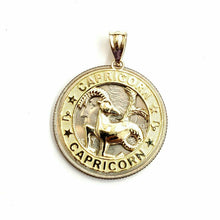 Load image into Gallery viewer, 10k yellow Gold round Capricorn Sea Goat zodiac Pendant charm fine jewelry 2.3g