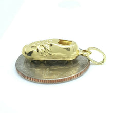 Load image into Gallery viewer, 14KT Yellow Gold Hollow 3D Classic Soccer Shoe Charm Pendant Fine Jewelry 1.5g