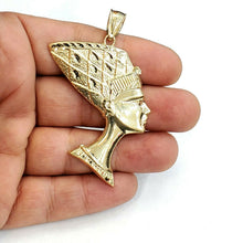 Load image into Gallery viewer, 10k yellow solid Gold Egyptian Nefertiti head Pendant fine gift jewelry 10.3g
