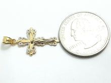 Load image into Gallery viewer, New 14k gold two tone cross jesus pendant charm fine gift religious jewelry 1.3g