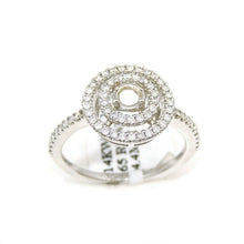 Load image into Gallery viewer, 0.37Ct Natural Diamond 14k White Gold Semi Mount halo Ring round center size 6.5