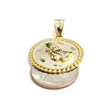Load image into Gallery viewer, 10k yellow gold round praying hands pendant charm fine gift jewelry 1.18" 6g