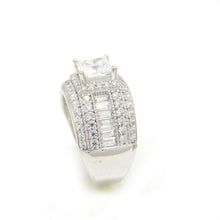 Load image into Gallery viewer, 14k white Gold woman wide engagement ring princess cut cubic zirconia size 7