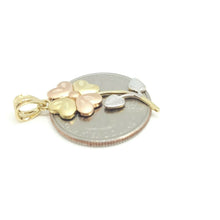 Load image into Gallery viewer, 14k 3 color Gold flower Pendant charm fine jewelry gift for her diamond cut 1.6g