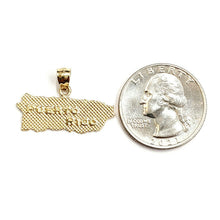 Load image into Gallery viewer, New 14k yellow gold Puerto Rico outline map pendant charm fine gift jewelry 2g