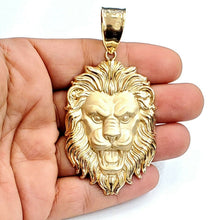 Load image into Gallery viewer, 14k yellow solid Gold big lion Leo head face Pendant charm fine jewelry 23.7g