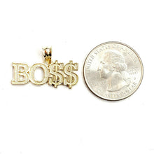 Load image into Gallery viewer, New 10k yellow Gold Boss dollar sign word Pendant charm fine gift jewelry 2.1g