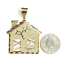 Load image into Gallery viewer, New 14k yellow gold trap house pendant charm diamond cut gift fine jewelry 11.8g