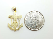 Load image into Gallery viewer, New 10k solid yellow Gold Jesus anchor and wheel Pendant charm fine jewelry 1.7g