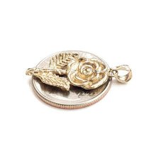 Load image into Gallery viewer, New 14k yellow solid Gold rose flower Pendant charm gift fine jewelry 3.4g