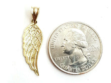 Load image into Gallery viewer, 14k Yellow Gold Single Angel Wing Pendant Diamond Cut Unisex fine jewelry 1.2g