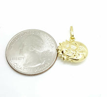 Load image into Gallery viewer, New 14k yellow gold 3D hollow sun moon eclipse pendant astronomy fine gift 1.3g