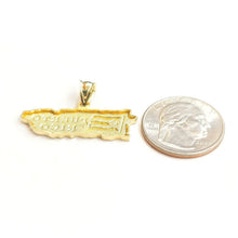 Load image into Gallery viewer, New 10k yellow gold Puerto Rico outline map pendant charm gift fine jewelry 2.9g