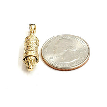 Load image into Gallery viewer, New 14k yellow gold 3D mezuzah star of David kabbalah Jewish Torah pendant 4.3g