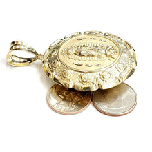 Load image into Gallery viewer, 10k yellow gold hollow two sided Jesus & virgin Guadalupe pendant 2.18" 27g