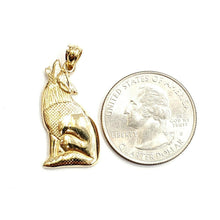 Load image into Gallery viewer, 14k yellow Gold howling wolf full body animal Pendant charm fine jewelry 3.4g
