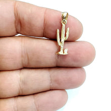 Load image into Gallery viewer, New 14k yellow solid Gold 3D saguaro cactus Pendant charm gift fine jewelry 1.4g