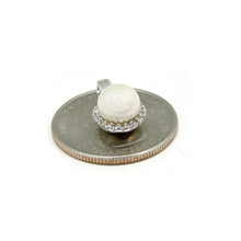 Load image into Gallery viewer, 14k white gold round 8mm fresh water pearl Pendant charm with zirconia gift 1.8g