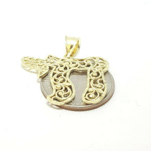 Load image into Gallery viewer, 10k yellow gold filigree chai Jewish kabbalah god pendant fine religious gift 3g