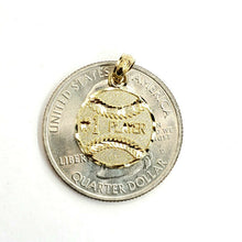 Load image into Gallery viewer, New 10k yellow Gold tiny baseball #1 player Pendant charm diamond cut sport 1g