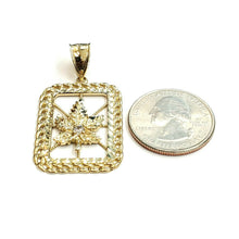 Load image into Gallery viewer, 10k yellow gold rectangular marijuana leaf pendant charm fine gift jewelry 4.6g