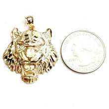Load image into Gallery viewer, 14k yellow solid Gold tiger male head face Pendant diamond cut fine jewelry 5.7g