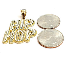 Load image into Gallery viewer, New 10k yellow Gold Hip Hop word Pendant charm diamond cut fine jewelry 7.2g