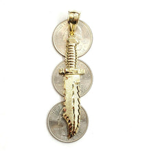 Load image into Gallery viewer, New 10k yellow Gold dagger knife Pendant charm fine gift jewelry for men 4.9g