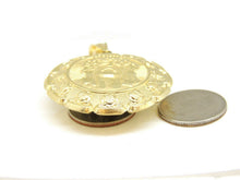 Load image into Gallery viewer, 10k yellow gold hollow two sided Jesus & virgin Guadalupe pendant 1.79" 17.2g