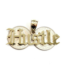 Load image into Gallery viewer, New 10k yellow Gold Hustle word Pendant charm polished shiny fine jewelry 6.3g