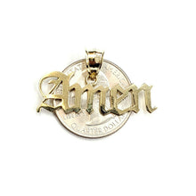 Load image into Gallery viewer, New 10k yellow Gold AMEN word Pendant charm polished shiny fine jewelry 2.5g