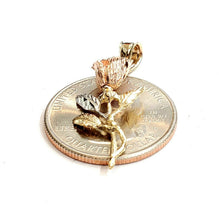Load image into Gallery viewer, 14k 3 color solid Gold rose flower Pendant charm fine women gift jewelry 2g